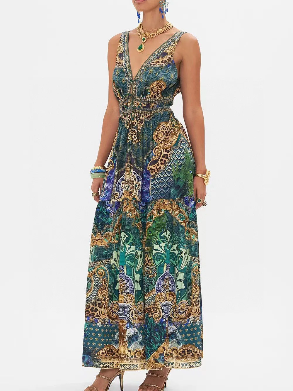 EVACANDIS 100% Silk Women New V-Neck Sleeveless Floral Printing Luxury High Quality Chic Midi Dress Chic Elegant Sweet Vintage
EVACANDIS 100% Silk Women New V-Neck Sleeveless Floral Printing Luxury High Quality Chic Midi Dress Chic Elegant Sweet Vintage