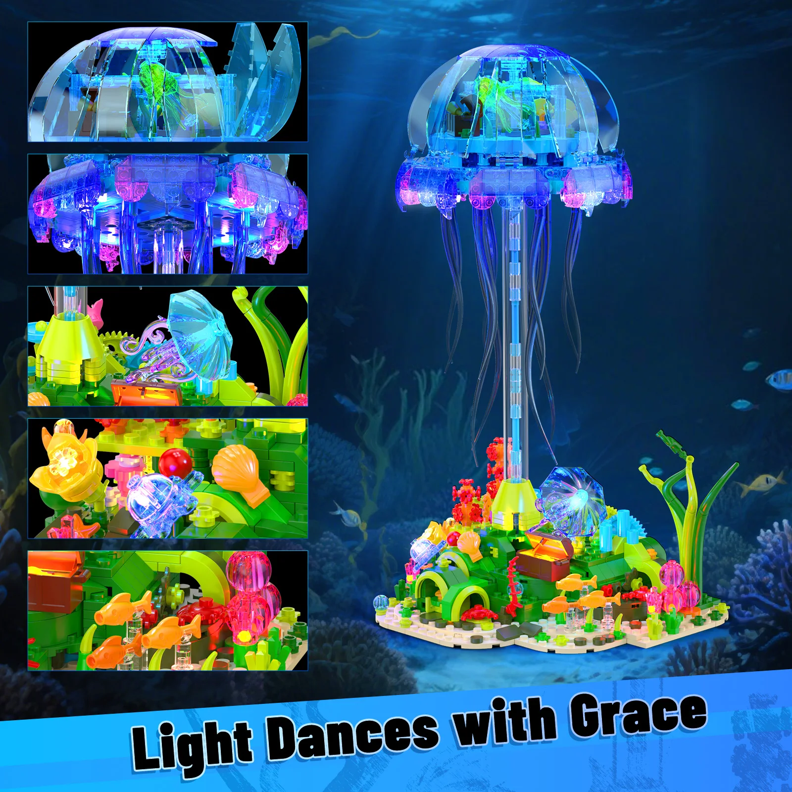 Light-up jellyfish model assembly toy, creative home decoration, building blocks set, children's educational toy, birthday gift
Light-up jellyfish model assembly toy, creative home decoration, building blocks set, children's educational toy, birthday gift