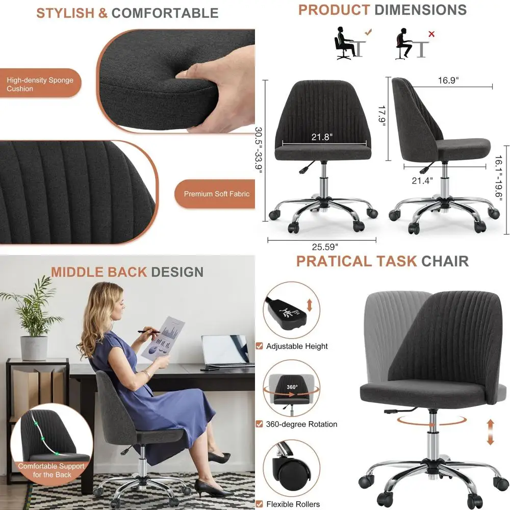 Adjustable Swivel Office Chair with Wheels for Home, Bedroom, Study - Graphite
Adjustable Swivel Office Chair with Wheels for Home, Bedroom, Study - Graphite