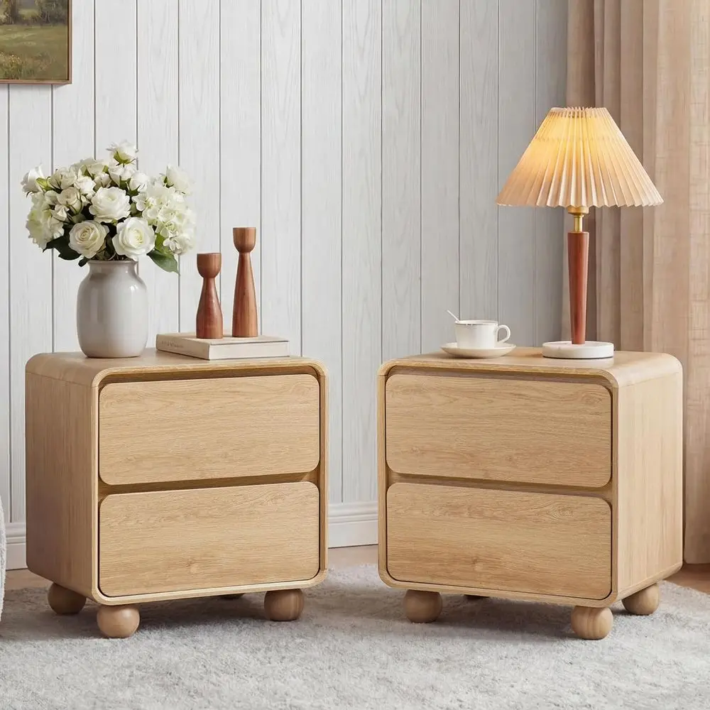Small Night Stand Set o 2, Century ern Nightstands with 2 Ders and Solid Wood Legs, 2 Der Drer Curved Proile Design End Table
Small Night Stand Set o 2, Century ern Nightstands with 2 Ders and Solid Wood Legs, 2 Der Drer Curved Proile Design End Table
