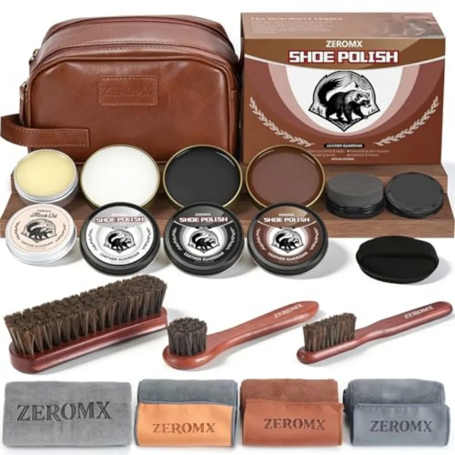 Shoe Care Kit for Men and Wsomen, 14Pcs Shoe Shine Kit for Men with Black Brown Neutral Mink Oil for Shoes, Care for Leather Bo
Shoe Care Kit for Men and Wsomen, 14Pcs Shoe Shine Kit for Men with Black Brown Neutral Mink Oil for Shoes, Care for Leather Bo