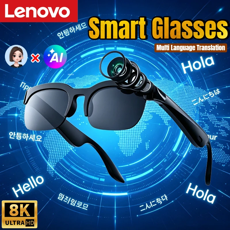 Lenovo Smart Translation Glasses 8K Bluetooth Conversation Recording Listening To Music for Men Women AI Smart Sunglasses New
Lenovo Smart Translation Glasses 8K Bluetooth Conversation Recording Listening To Music for Men Women AI Smart Sunglasses New