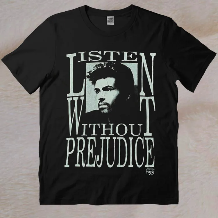 George Michael 1990 Listen Without Prejudice Retro Style Black Full Size T-Shirt
George Michael 1990 Listen Without Prejudice Retro Style Black Full Size T-Shirt
