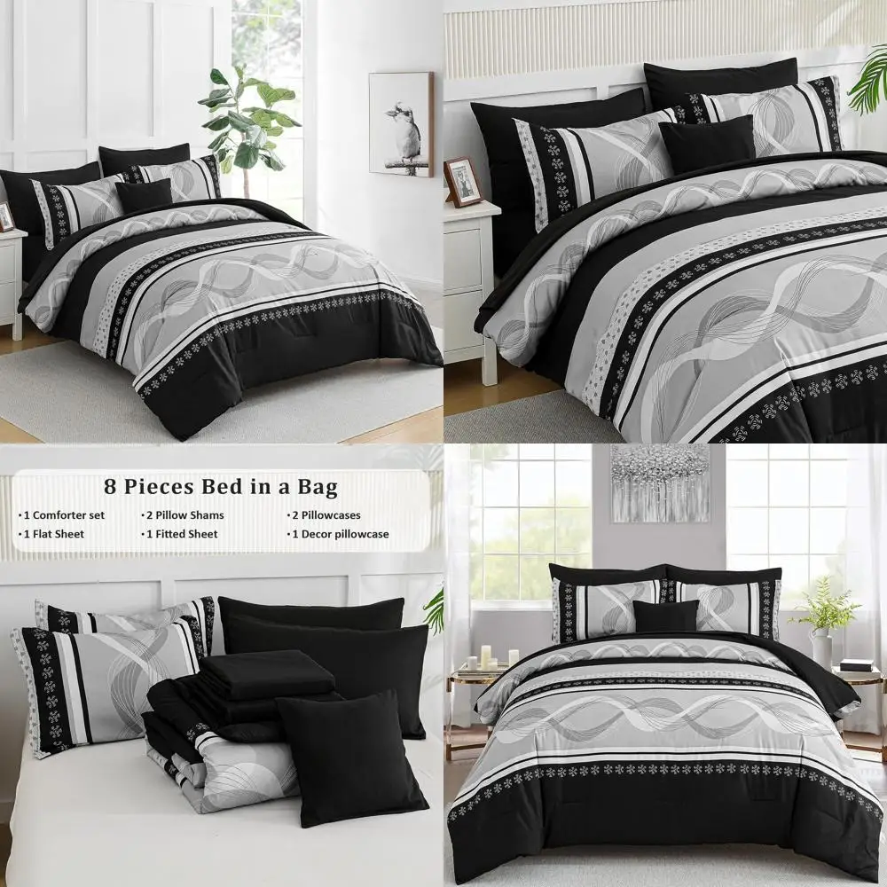 Queen Size 8-Piece Bohemian Patchwork Stripe Comforter Set, Soft Microfiber Bedding for All Seasons (90x90)
Queen Size 8-Piece Bohemian Patchwork Stripe Comforter Set, Soft Microfiber Bedding for All Seasons (90x90)