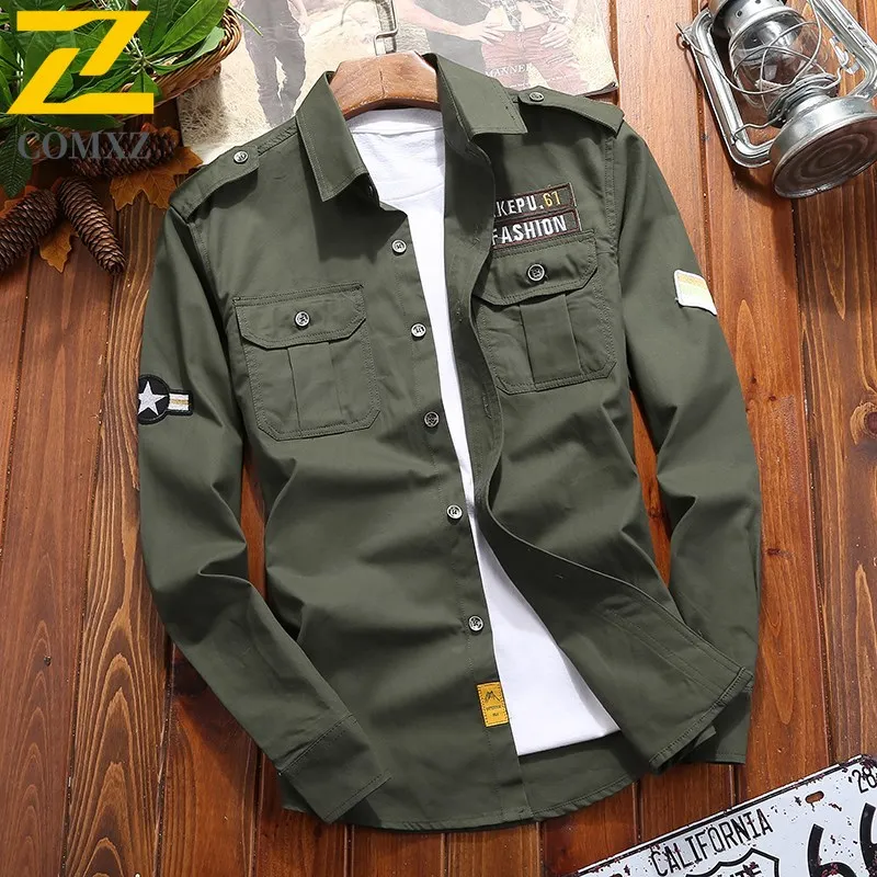 high quality Camping Shirt Men's 2025 Spring Autumn Casual Embroidered Pocket Long Sleeve Shirts Outdoor Fashion Flying Work Top
high quality Camping Shirt Men's 2025 Spring Autumn Casual Embroidered Pocket Long Sleeve Shirts Outdoor Fashion Flying Work Top