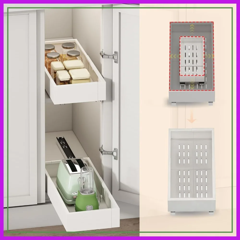 Expandable Cabinet Pull Out Drawers, 2Pc, Width 7-11", Depth 17-24", Slide Out Shelves for Kitchen Pantry, White
Expandable Cabinet Pull Out Drawers, 2Pc, Width 7-11", Depth 17-24", Slide Out Shelves for Kitchen Pantry, White