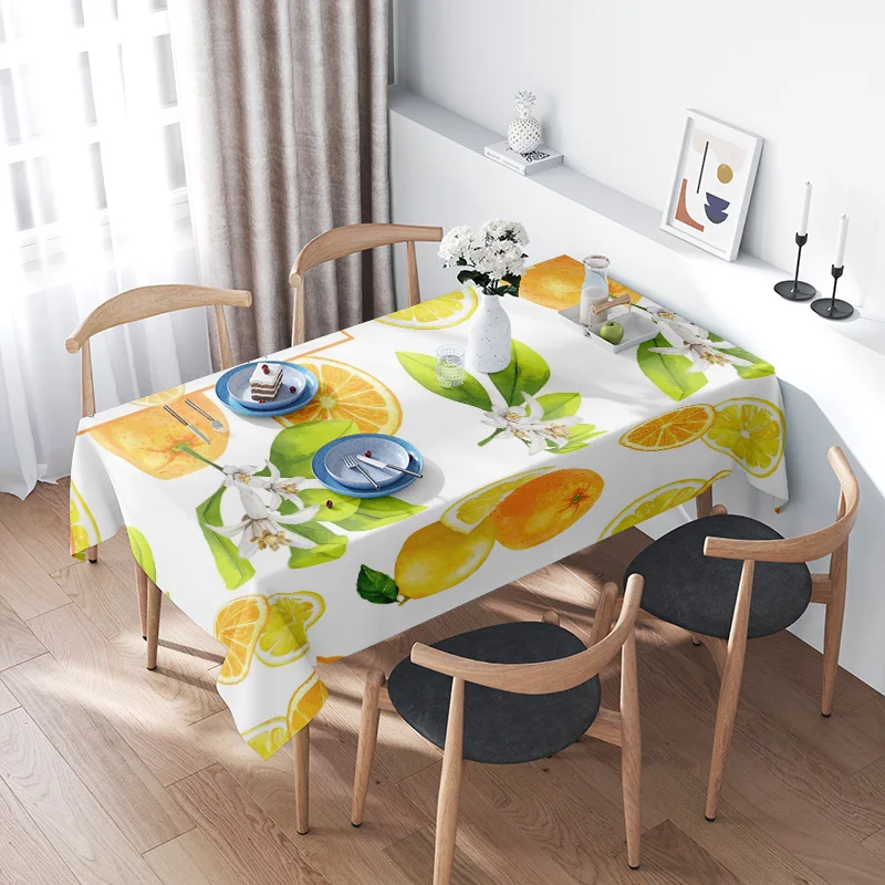 Vibrant Lemon Orange Tablecloth for Kitchen Dining Room Decor - Printed White Table Linen with Wooden Chairs Set - 60X90cm
Vibrant Lemon Orange Tablecloth for Kitchen Dining Room Decor - Printed White Table Linen with Wooden Chairs Set - 60X90cm
