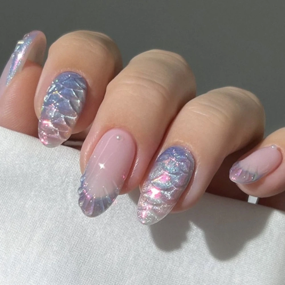 Shiny Pink Blue Cat Eye Glitter 3D Fish Scale Shell Pearl Nail Art Summer False Nail Detachable Finished Fake Nail Press on Nail
Shiny Pink Blue Cat Eye Glitter 3D Fish Scale Shell Pearl Nail Art Summer False Nail Detachable Finished Fake Nail Press on Nail