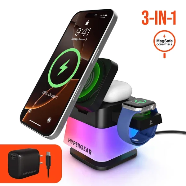 Беспроводная зарядная станция PowerFold Cube RGB 3-в-1
Беспроводная зарядная станция PowerFold Cube RGB 3-в-1