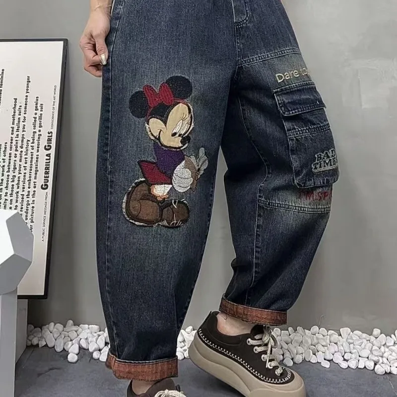 Disney New Mickey Cartoon Applique Embroidered Jeans, Vintage Spring Autumn Plus Size Loose Harem Dad Pants, Cropped & Slimming
Disney New Mickey Cartoon Applique Embroidered Jeans, Vintage Spring Autumn Plus Size Loose Harem Dad Pants, Cropped & Slimming