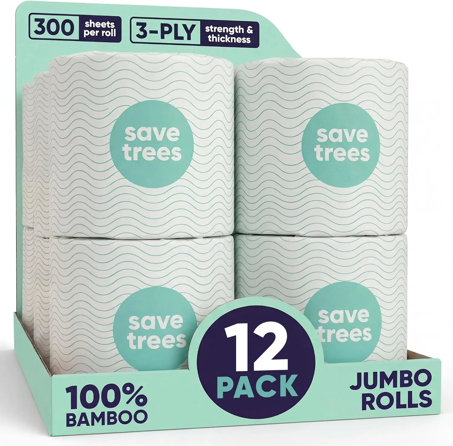 Organic Bamboo Toilet Paper 12 Rolls, 3-Ply, 300 Sheets, PFAS Free, FSC Certified, Plastic Free, Vegan, Septic Safe
Organic Bamboo Toilet Paper 12 Rolls, 3-Ply, 300 Sheets, PFAS Free, FSC Certified, Plastic Free, Vegan, Septic Safe