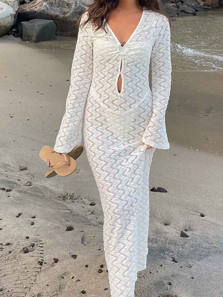 White Hollow Out Knitted Women Maxi Dress Chic V-neck Full Sleeve Splicing See Through Gowns 2025 Female Party Club Vestidos New
White Hollow Out Knitted Women Maxi Dress Chic V-neck Full Sleeve Splicing See Through Gowns 2025 Female Party Club Vestidos New