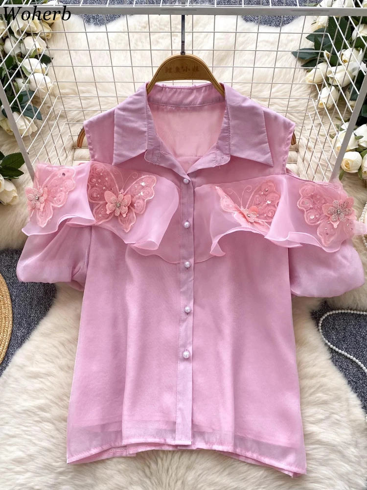 Sweet 3D Butterfly Blouses Women Clothing 2025 Summer Off Shoulder Elegant New Shirts Korean Fashion Single Breasted Blouse Tops
Sweet 3D Butterfly Blouses Women Clothing 2025 Summer Off Shoulder Elegant New Shirts Korean Fashion Single Breasted Blouse Tops