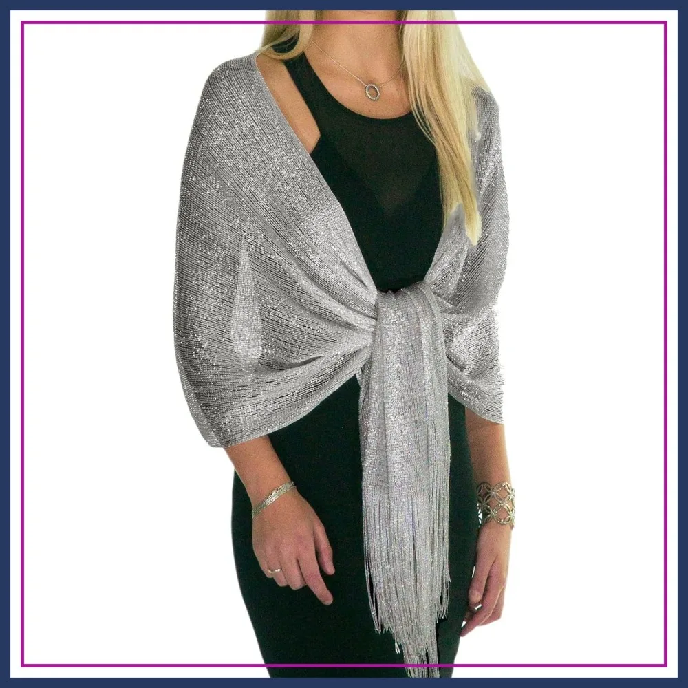 Metallic Glitter Shawls for Evening Dresses, Sparkling Wedding Shawl Gift
Metallic Glitter Shawls for Evening Dresses, Sparkling Wedding Shawl Gift