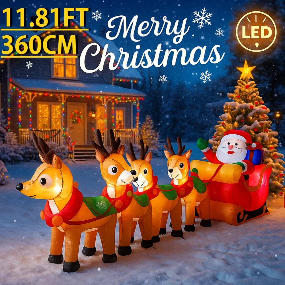 10.17FT Inflatable Santa Claus Toy Sleigh Reindeer Christmas Yard Decoration LED Lit Xmas Supplies Home Ornament Festive Gift
10.17FT Inflatable Santa Claus Toy Sleigh Reindeer Christmas Yard Decoration LED Lit Xmas Supplies Home Ornament Festive Gift