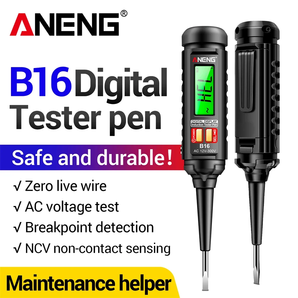 12V-300V AC Voltage Sensing Digital Tester Pen ANENG B16 Word Screwdriver Non-Contact NCV Voltage Sound and Light Alarm Detector
12V-300V AC Voltage Sensing Digital Tester Pen ANENG B16 Word Screwdriver Non-Contact NCV Voltage Sound and Light Alarm Detector