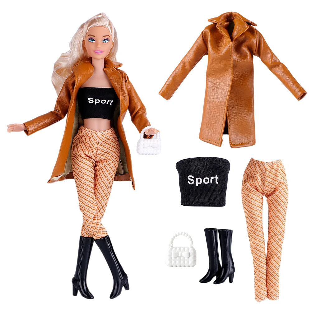 NK 1 Set Doll Clothes For 11.5 Inch Doll Shoes Dolls Accessories: Brown Jacket + Black Top + Pants + Boots + Bag 30cm Doll Toy
NK 1 Set Doll Clothes For 11.5 Inch Doll Shoes Dolls Accessories: Brown Jacket + Black Top + Pants + Boots + Bag 30cm Doll Toy