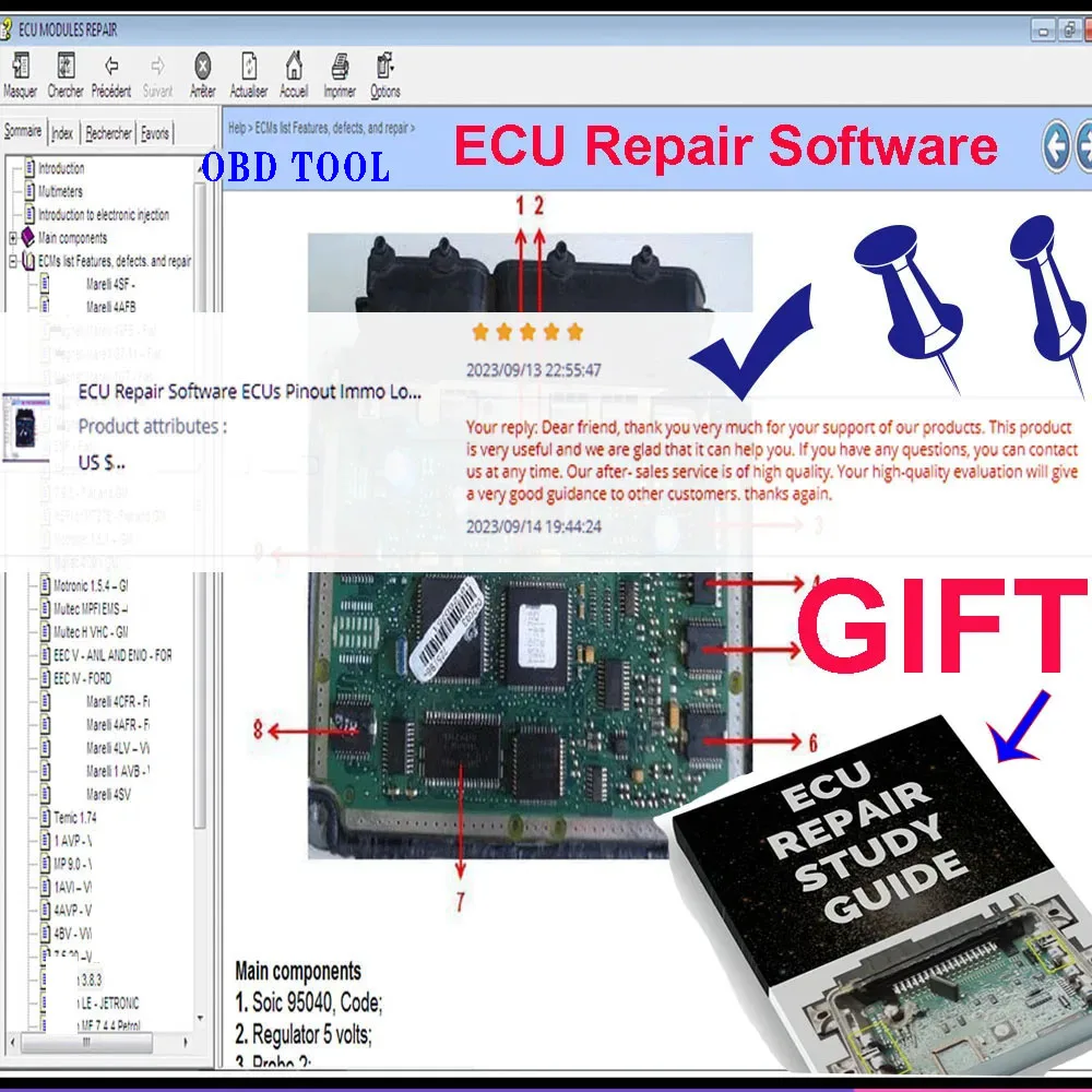 ECU Repair Software VS ECU Flash Pinout Immo Location EEprom Defects Car Repair Tool with ECU Repair Module Course Study Guide
ECU Repair Software VS ECU Flash Pinout Immo Location EEprom Defects Car Repair Tool with ECU Repair Module Course Study Guide