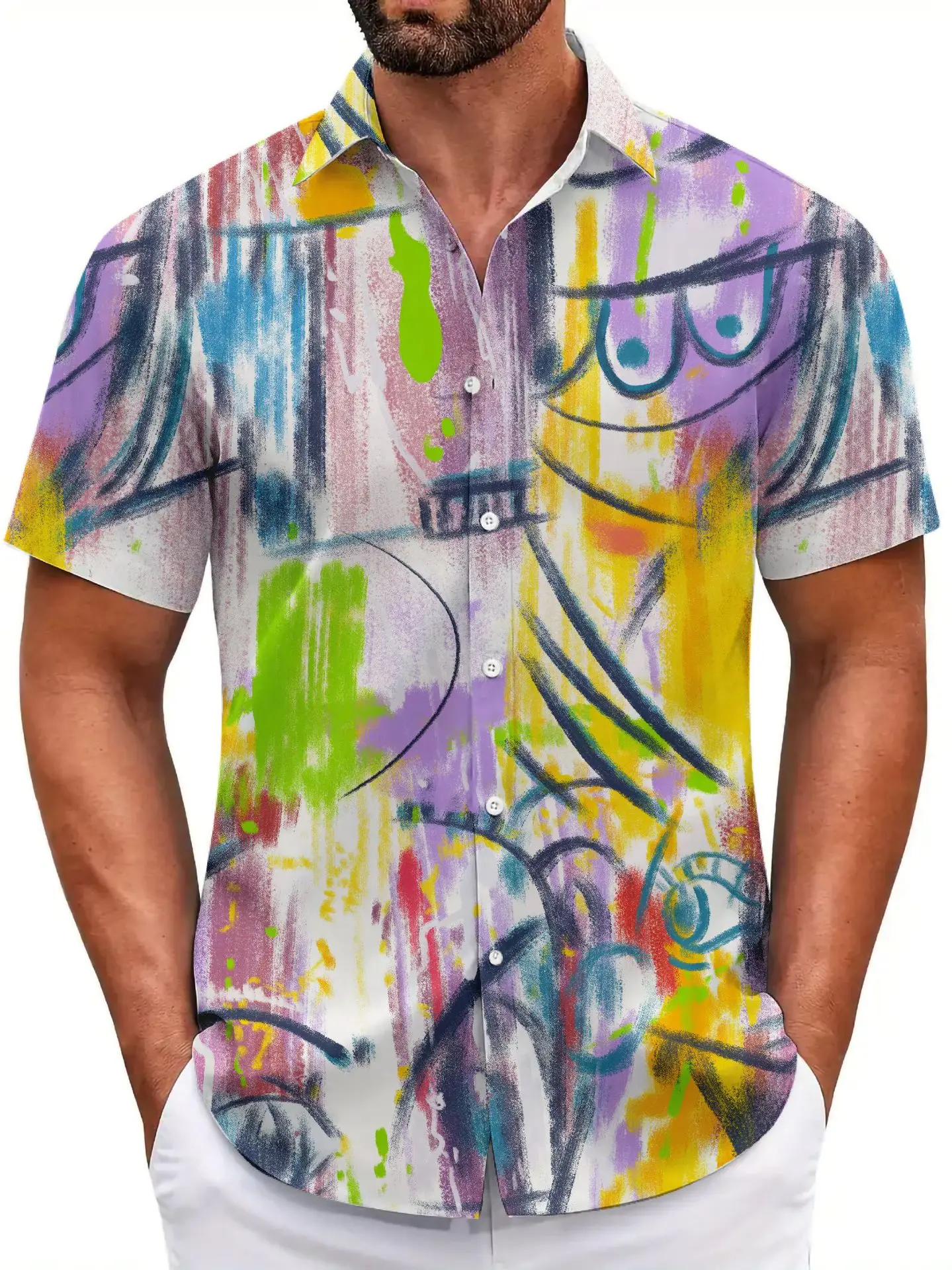 Men's Abstract Art Painting 3D Printing Shirt Men's Lapel Short Sleeve Beach Casual Thin Breathable Outdoor Vacation Top 
Men's Abstract Art Painting 3D Printing Shirt Men's Lapel Short Sleeve Beach Casual Thin Breathable Outdoor Vacation Top