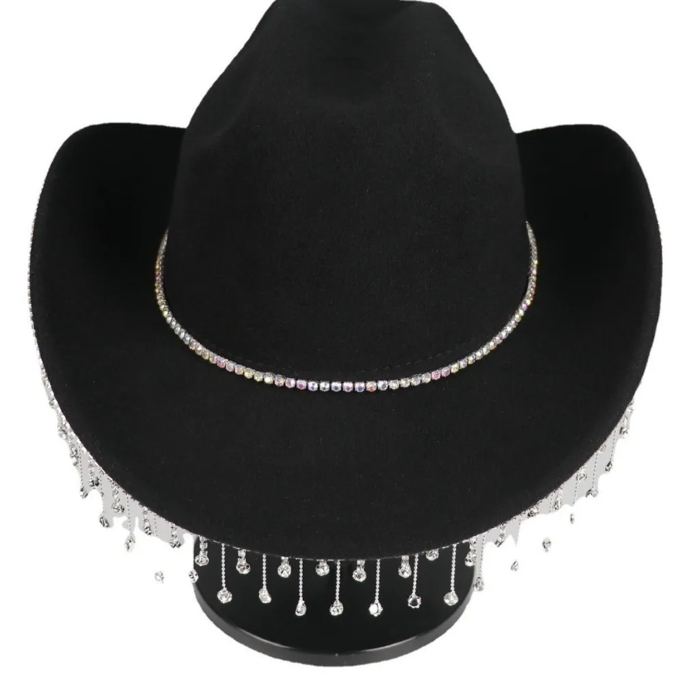 High Quality Large Size Western Cowboy Hat Jazz Performance Versatile Water Diamond Tassel Hat French Style Hat Women
High Quality Large Size Western Cowboy Hat Jazz Performance Versatile Water Diamond Tassel Hat French Style Hat Women