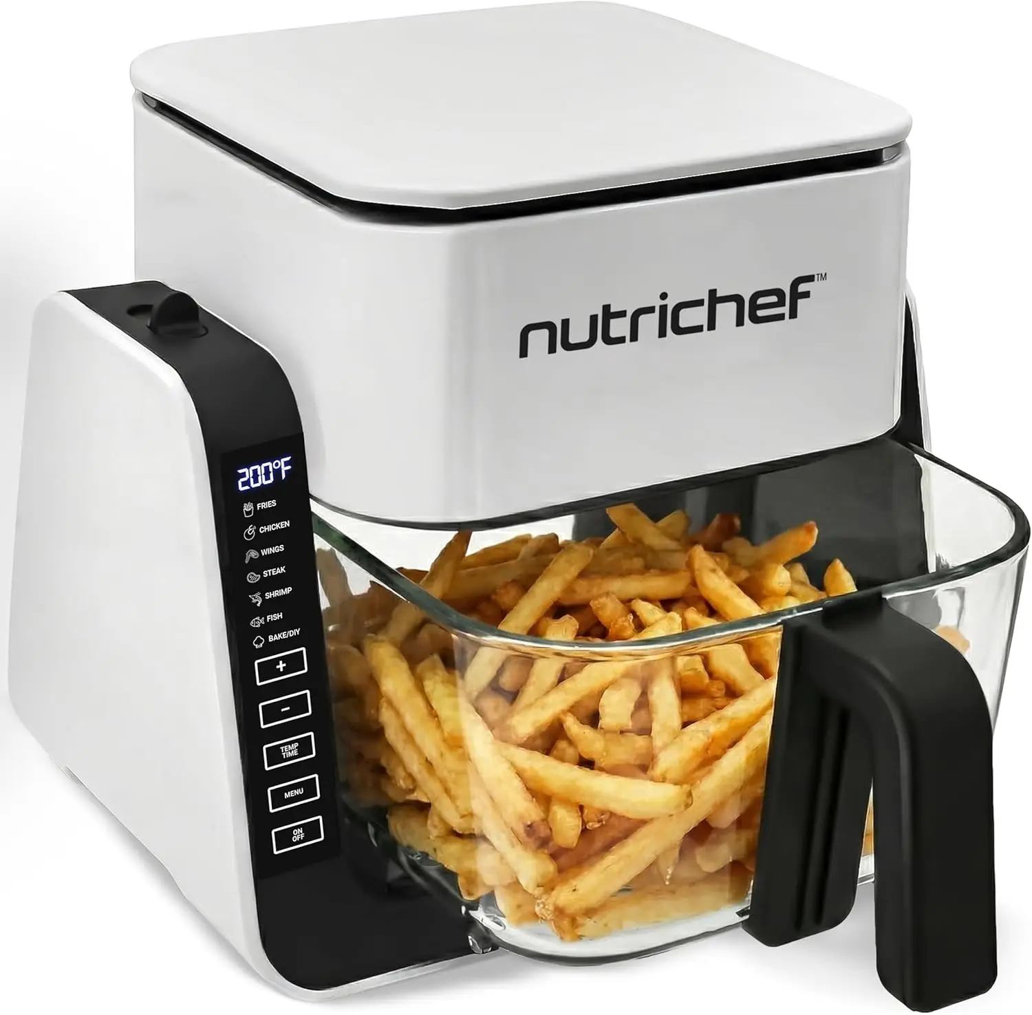 4 QT Air Fryer & Grill | 8-in-1 Preset Modes | Transparent Glass Bowl | Cook Fries, Wings, Steak & More | White
4 QT Air Fryer & Grill | 8-in-1 Preset Modes | Transparent Glass Bowl | Cook Fries, Wings, Steak & More | White