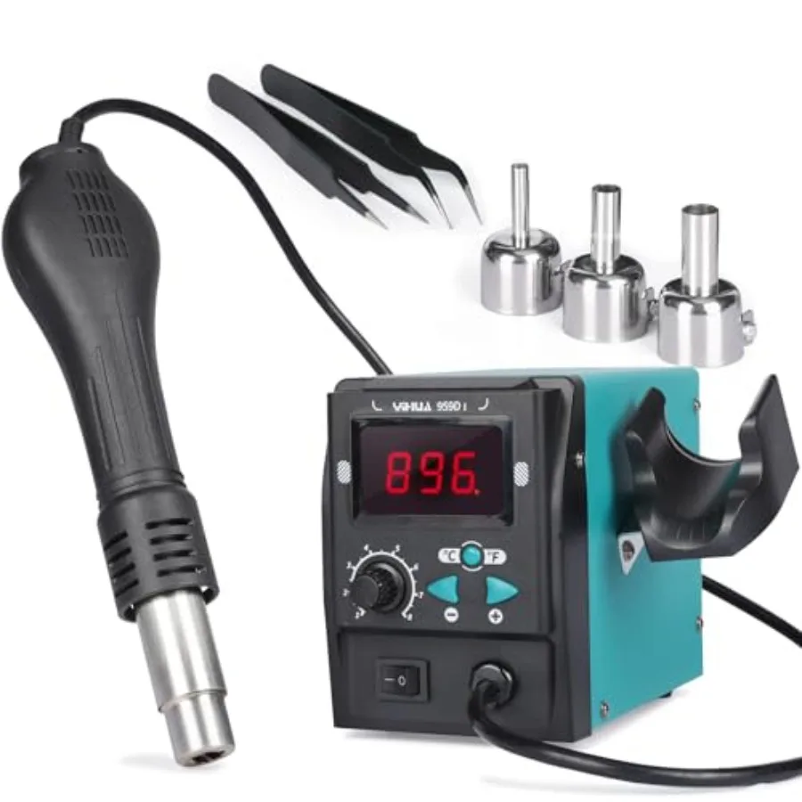 959D I Digital Hot Air Rework Station for SMD Reflow Soldering with 3 Hot Air Nozzles
959D I Digital Hot Air Rework Station for SMD Reflow Soldering with 3 Hot Air Nozzles