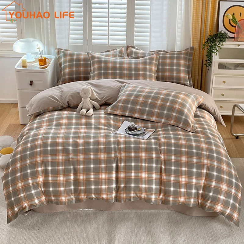 Plaid Style Duvet Cover Pillowcase with Bed Sheet,Soft Bed Linen Sets,Skin-friendly Bedding Set for Home Hotel
Plaid Style Duvet Cover Pillowcase with Bed Sheet,Soft Bed Linen Sets,Skin-friendly Bedding Set for Home Hotel