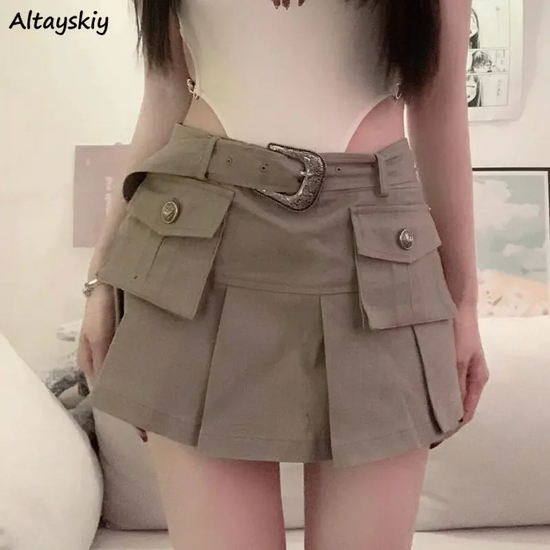 Denim Skirts Women Pleated Mini Vintage Fashion Summer Streetwear Safari Style Belt Simple All-match Hotsweet Casual High Waist
Denim Skirts Women Pleated Mini Vintage Fashion Summer Streetwear Safari Style Belt Simple All-match Hotsweet Casual High Waist