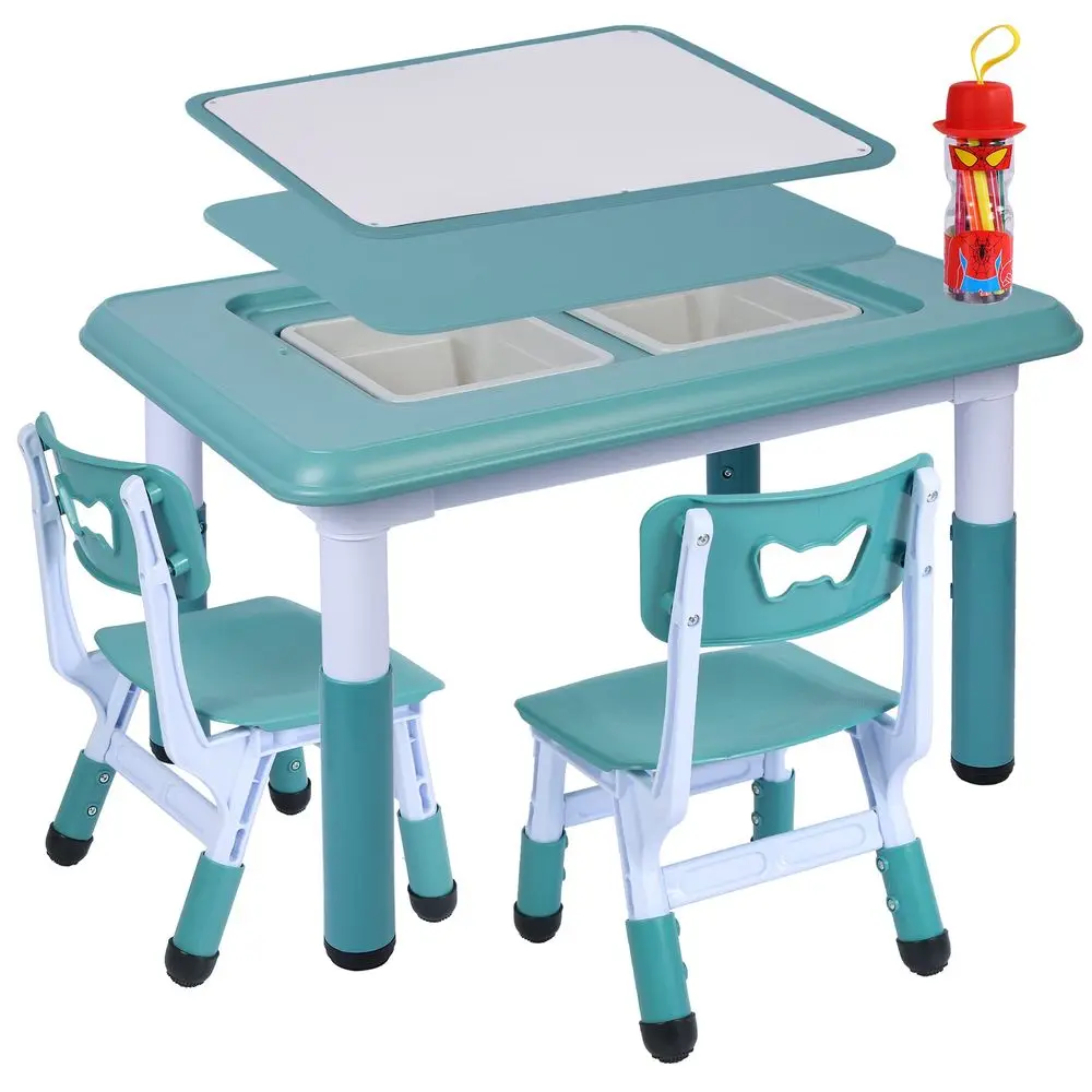 Kids Table and 2 Chairs Set, Height Adjustable 3 in 1 Multi Activity Table with 2 Chairs, Storage Bins,Graffiti,DoubleSided Tab
Kids Table and 2 Chairs Set, Height Adjustable 3 in 1 Multi Activity Table with 2 Chairs, Storage Bins,Graffiti,DoubleSided Tab