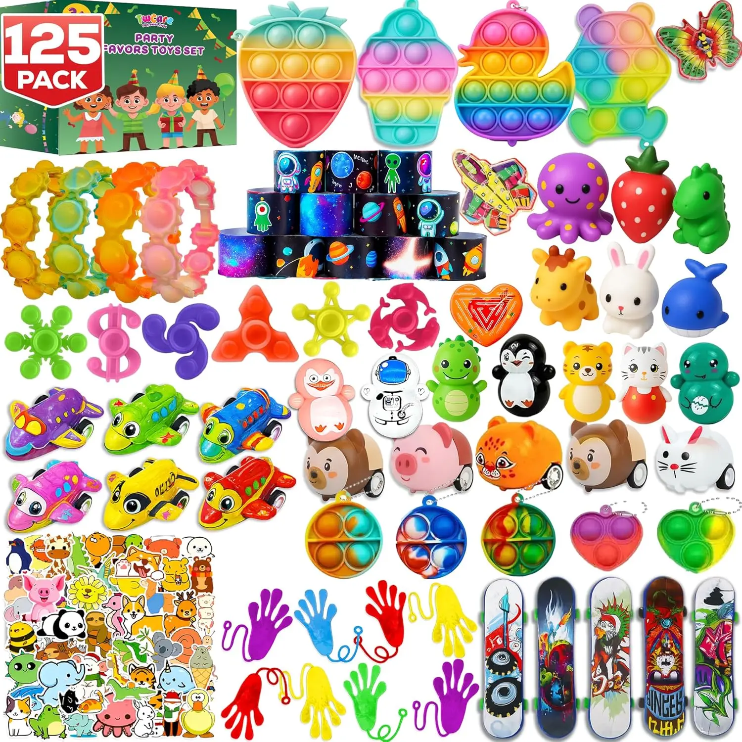 125 Pcs Party Favors Fidget Toys Pack, Randomly Selected Sensory Set with 65 Stickers for Kids Adults, Perfect for Classroom
125 Pcs Party Favors Fidget Toys Pack, Randomly Selected Sensory Set with 65 Stickers for Kids Adults, Perfect for Classroom