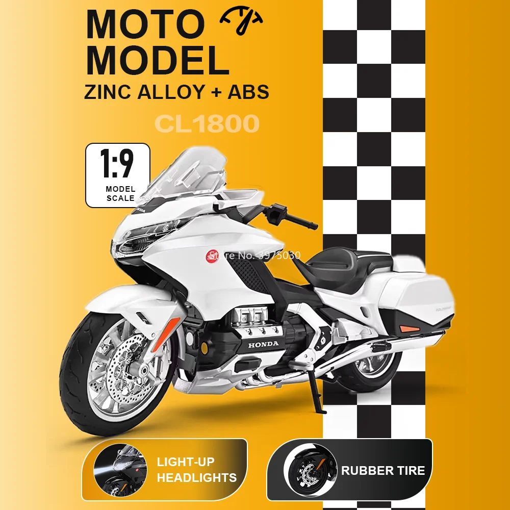 1:9 Scale GL1800 R1 Motorcycles Car Miniature Model Alloy Diecast Toys Rubber Tires Shock Absorption Vehices Gifts for Classmate
1:9 Scale GL1800 R1 Motorcycles Car Miniature Model Alloy Diecast Toys Rubber Tires Shock Absorption Vehices Gifts for Classmate