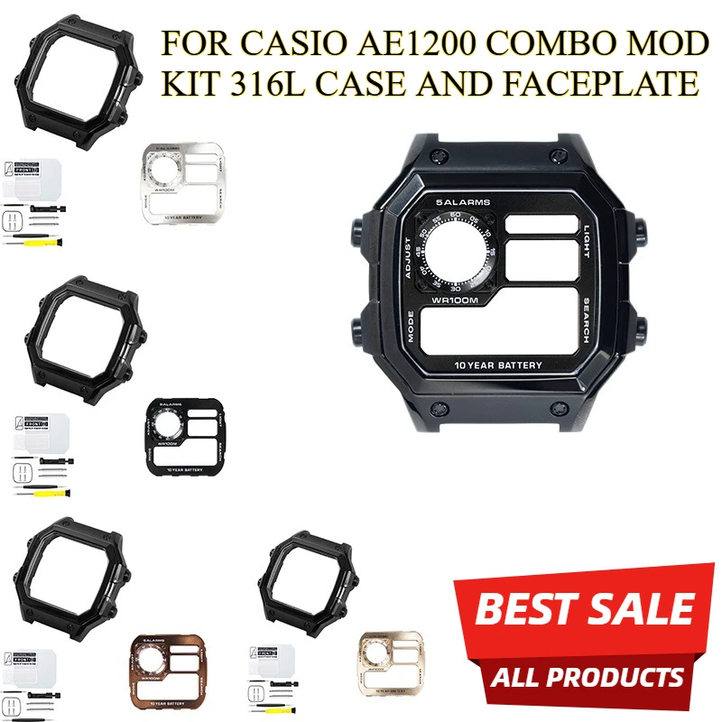 Royale Upgrade Mod Compatible with Casio AE1200 Watch Case Faceplate Combo 316LSS Matte Black Case Metal Watch Dial Parts
Royale Upgrade Mod Compatible with Casio AE1200 Watch Case Faceplate Combo 316LSS Matte Black Case Metal Watch Dial Parts