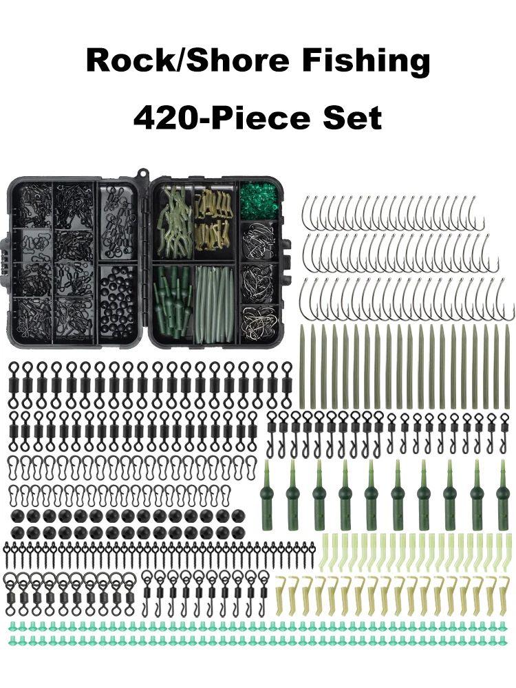420pcs Euro Carp Fishing Rig - Anti-Tangle Bottom Bounce Rigs with Floats/Hooks for Big Carp Heavy Duty Carp Tackle Kit 
420pcs Euro Carp Fishing Rig - Anti-Tangle Bottom Bounce Rigs with Floats/Hooks for Big Carp Heavy Duty Carp Tackle Kit