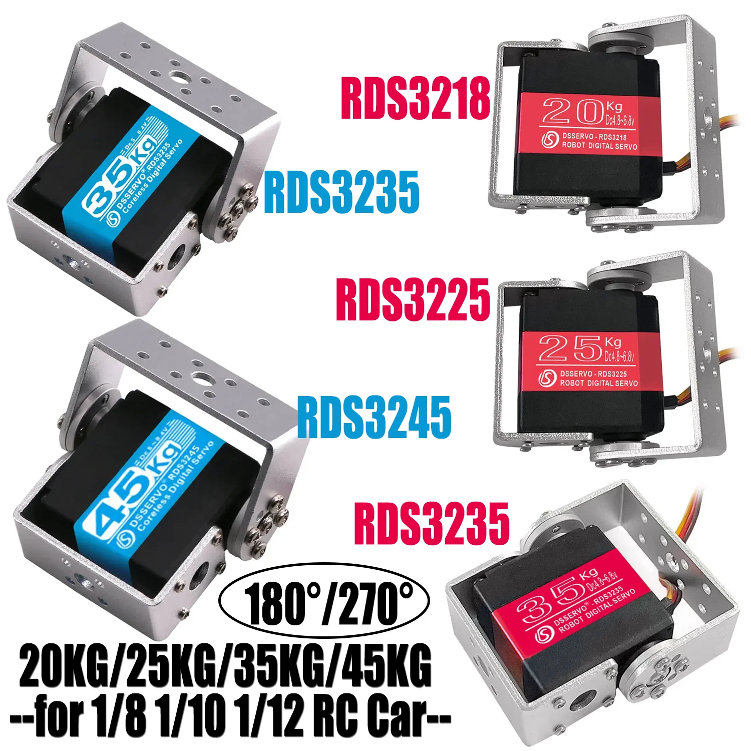 High Torque Servo 180°/270° Coreless Digital Servo DS3218 20KG DS3225 25KG DS3235 35KG DS3245 45KG for 1/8 1/10 1/12 RC Car Part
High Torque Servo 180°/270° Coreless Digital Servo DS3218 20KG DS3225 25KG DS3235 35KG DS3245 45KG for 1/8 1/10 1/12 RC Car Part