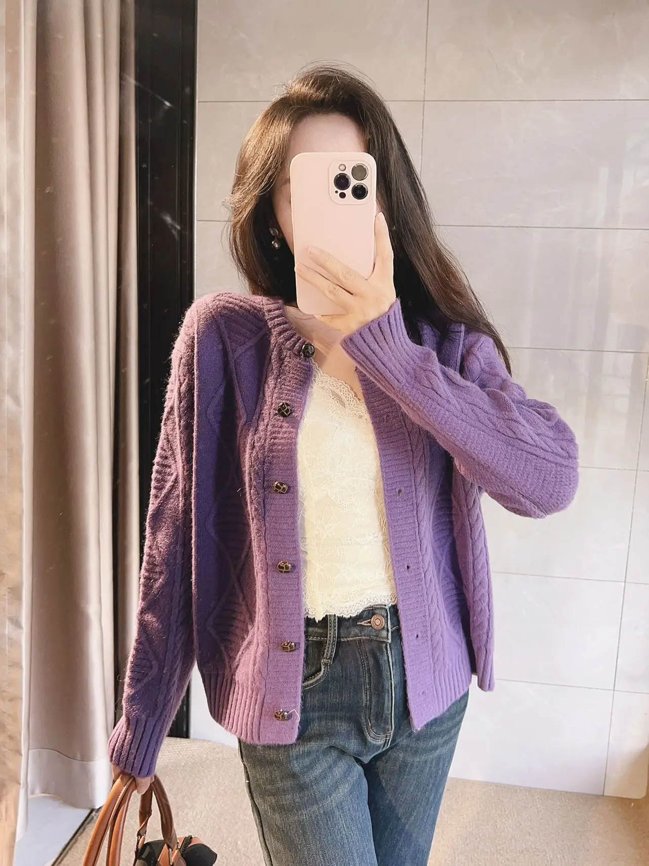 Soft Woolen Knitted Sweater in Purple with Vintage Diamond Pattern Princ Barbara Home Romantic Sle Women's Faion
Soft Woolen Knitted Sweater in Purple with Vintage Diamond Pattern Princ Barbara Home Romantic Sle Women's Faion