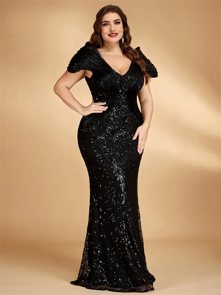 Luxury Both Shoulders Fishbone Sequins Evening Dresses Big Woman Size Waist-cinching Mermaid Party Elegant Long Form
Luxury Both Shoulders Fishbone Sequins Evening Dresses Big Woman Size Waist-cinching Mermaid Party Elegant Long Form