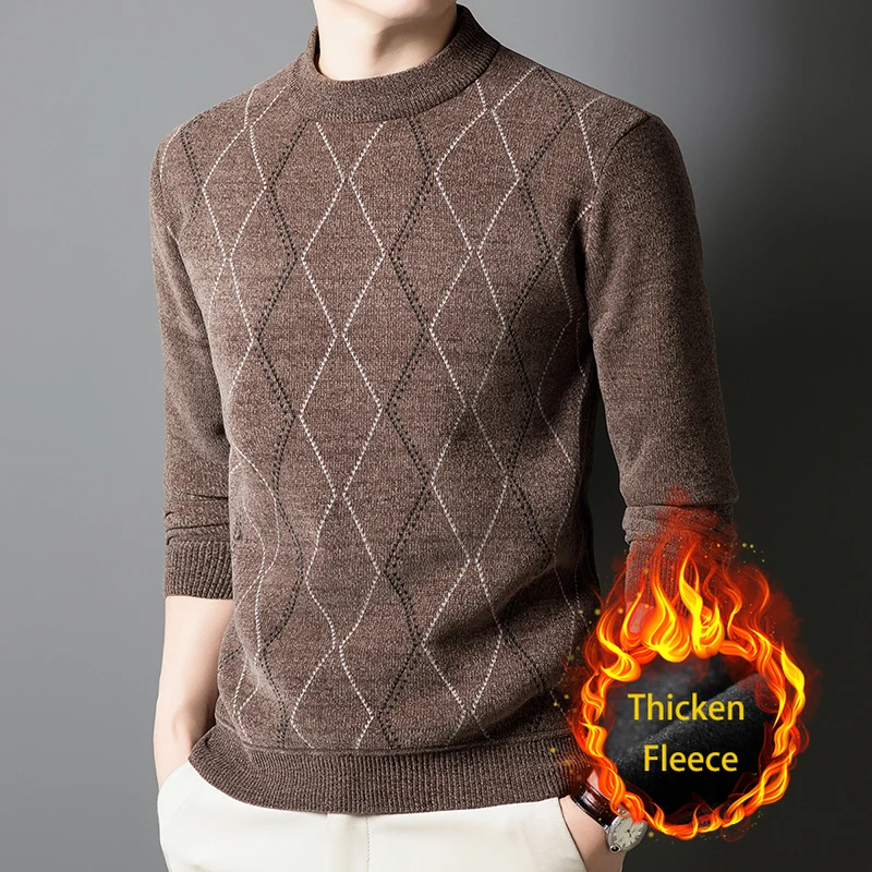 Мужской флисовый пуловер BROWON 2026: зимний, с узором «аргайл», длинным рукавом, полувысоким воротом, элегантный деловой свитер
Мужской флисовый пуловер BROWON 2026: зимний, с узором «аргайл», длинным рукавом, полувысоким воротом, элегантный деловой свитер