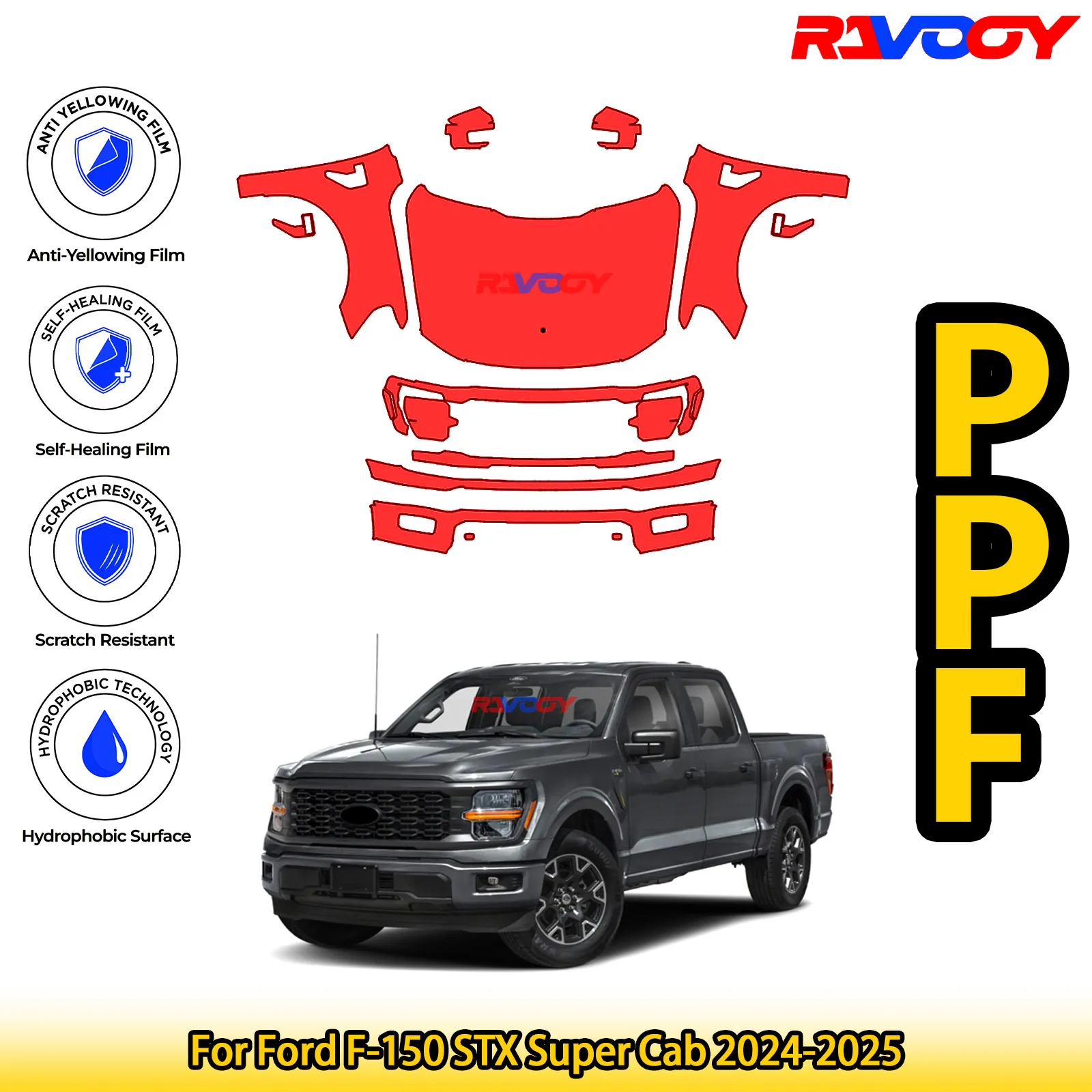 For Ford F-150 STX Super Cab 2024-2025 Glossy Matte Black Precut front PPF Kit Paint Protection Film
For Ford F-150 STX Super Cab 2024-2025 Glossy Matte Black Precut front PPF Kit Paint Protection Film