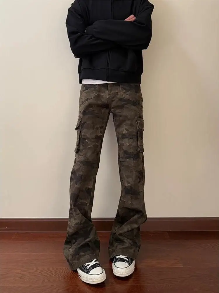 American Camouflage Flared Work Pants Men's Autumn Winter Fleece Lined Slim Fit Jeans High Street Vibe Narrow Version
American Camouflage Flared Work Pants Men's Autumn Winter Fleece Lined Slim Fit Jeans High Street Vibe Narrow Version