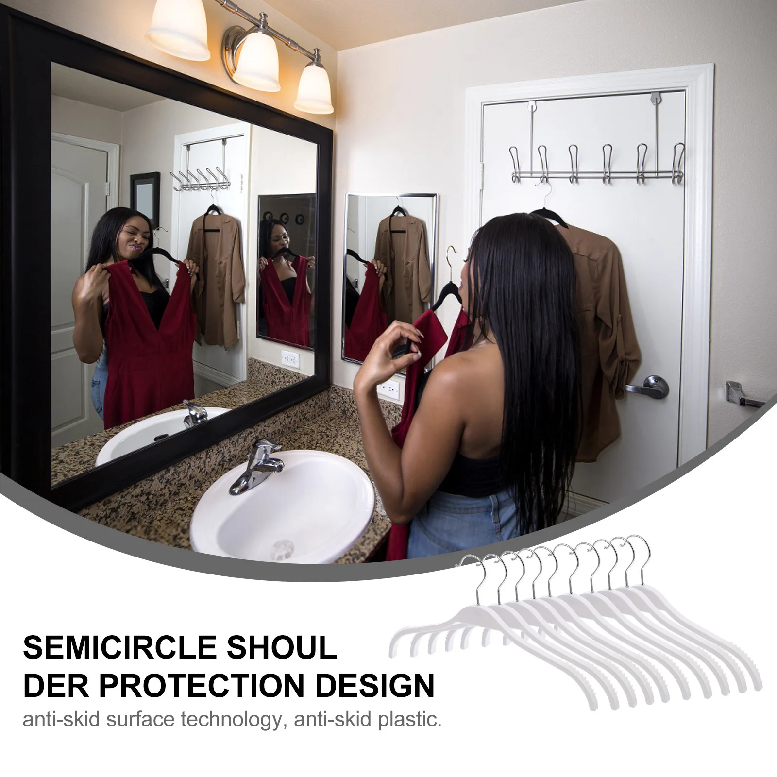 Набор пластиковых вешалок для одежды без следов, с полукруглой защитой плеч, противоскользящей поверхностью и высокой несущей способностью
Набор пластиковых вешалок для одежды без следов, с полукруглой защитой плеч, противоскользящей поверхностью и высокой несущей способностью