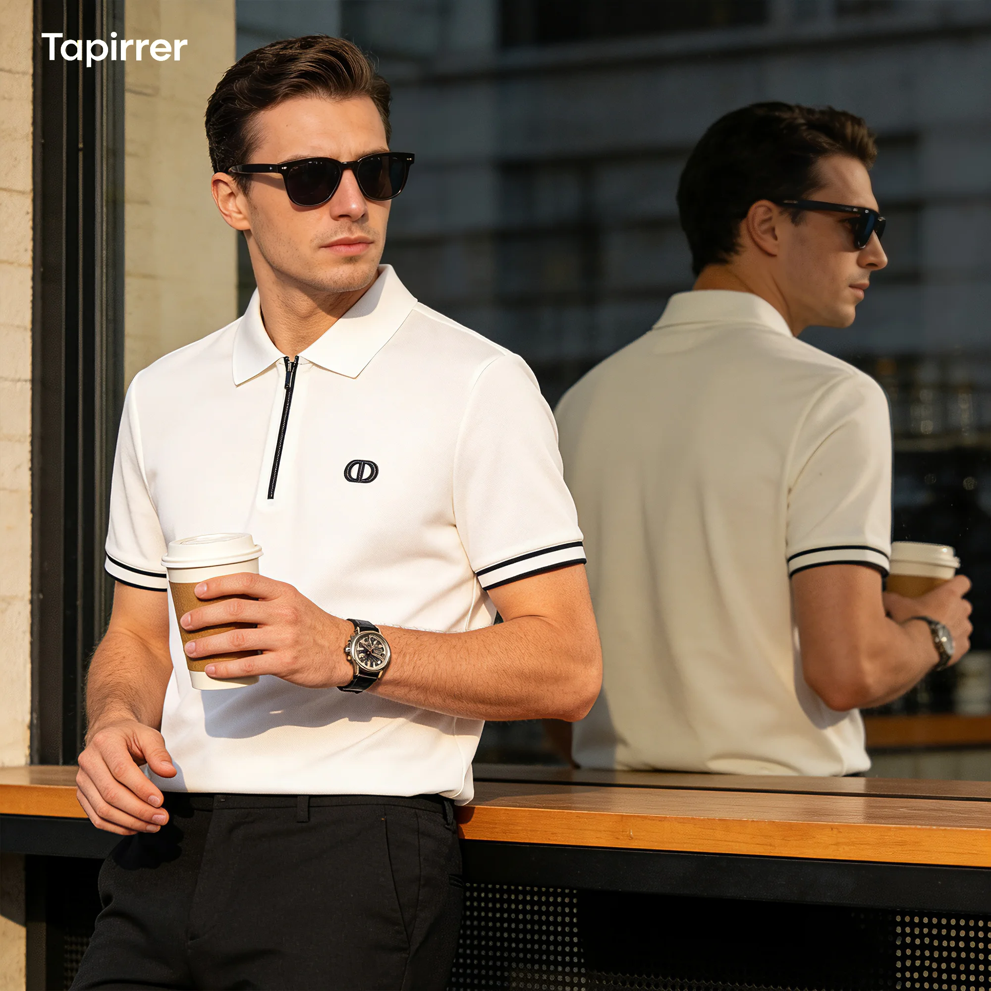 Tapirrer Wool Blend Half-Zip Polo Shirt for Men with Contrasting Trim and Small Logo Embroidery, Business Casual, Sporty, Fashionable, Versatile, Old Money Style, Short Sleeve
Tapirrer Wool Blend Half-Zip Polo Shirt for Men with Contrasting Trim and Small Logo Embroidery, Business Casual, Sporty, Fashionable, Versatile, Old Money Style, Short Sleeve