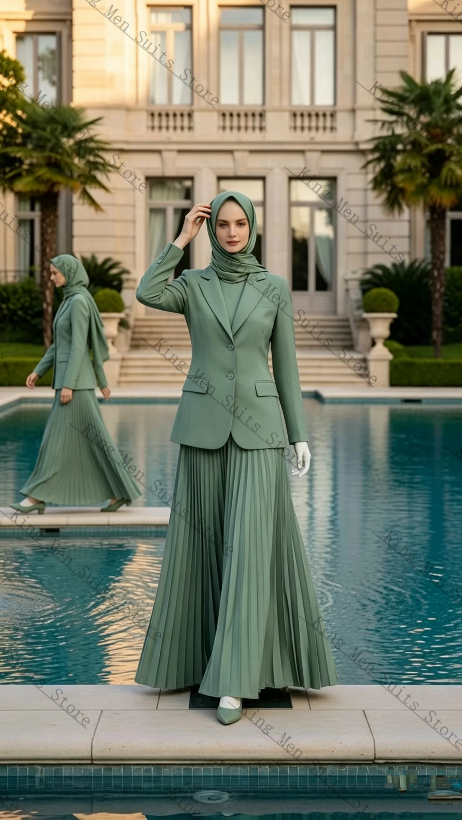 Elegant Green Women Suits Set 2 Piece Blazer+Pleated Prom Dress Formal Customized Office Lady Jacket Luxury Wedding Prom Coat
Elegant Green Women Suits Set 2 Piece Blazer+Pleated Prom Dress Formal Customized Office Lady Jacket Luxury Wedding Prom Coat