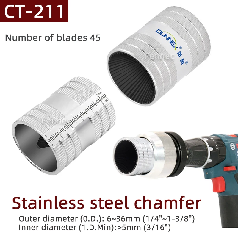 1pc Pipe Deburring Reamer Professional Inner-Outer Reamer Stainless Steel Pipe Deburring Tool Chamfer Tool 1/4in-1 3/8in CT-211
1pc Pipe Deburring Reamer Professional Inner-Outer Reamer Stainless Steel Pipe Deburring Tool Chamfer Tool 1/4in-1 3/8in CT-211