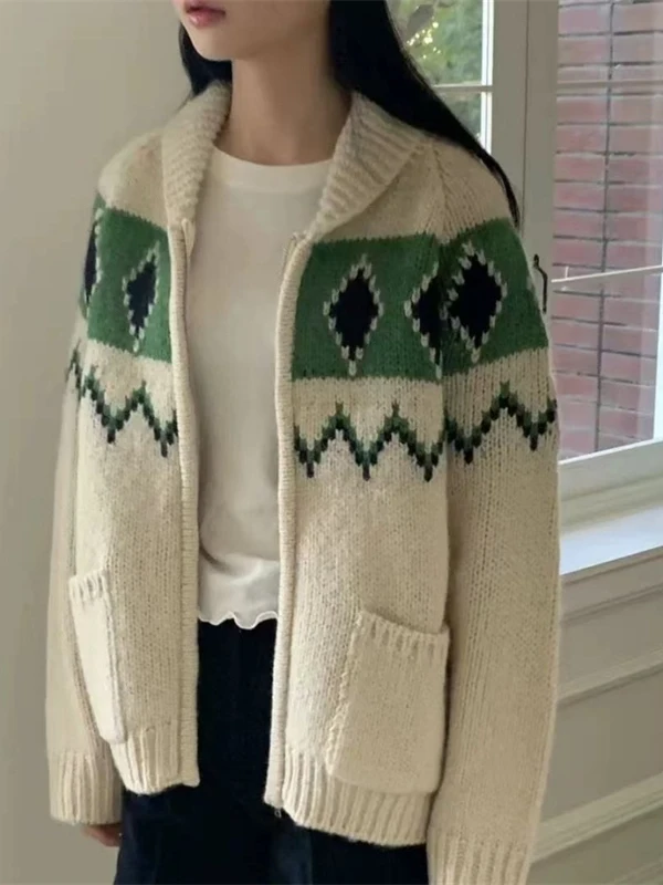 Slimming Effect Korean Sle Women's Knitwear Cardigan Autumn Winter Faionable Versatile Retro Diamond Color Blo Collar
Slimming Effect Korean Sle Women's Knitwear Cardigan Autumn Winter Faionable Versatile Retro Diamond Color Blo Collar
