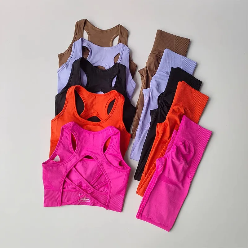 Summer New Seamless Sports Set Women's Speed Drying Fitness Shock Resistant Tank Top Running Yoga Clothes Beautiful Back Bra Set
Summer New Seamless Sports Set Women's Speed Drying Fitness Shock Resistant Tank Top Running Yoga Clothes Beautiful Back Bra Set