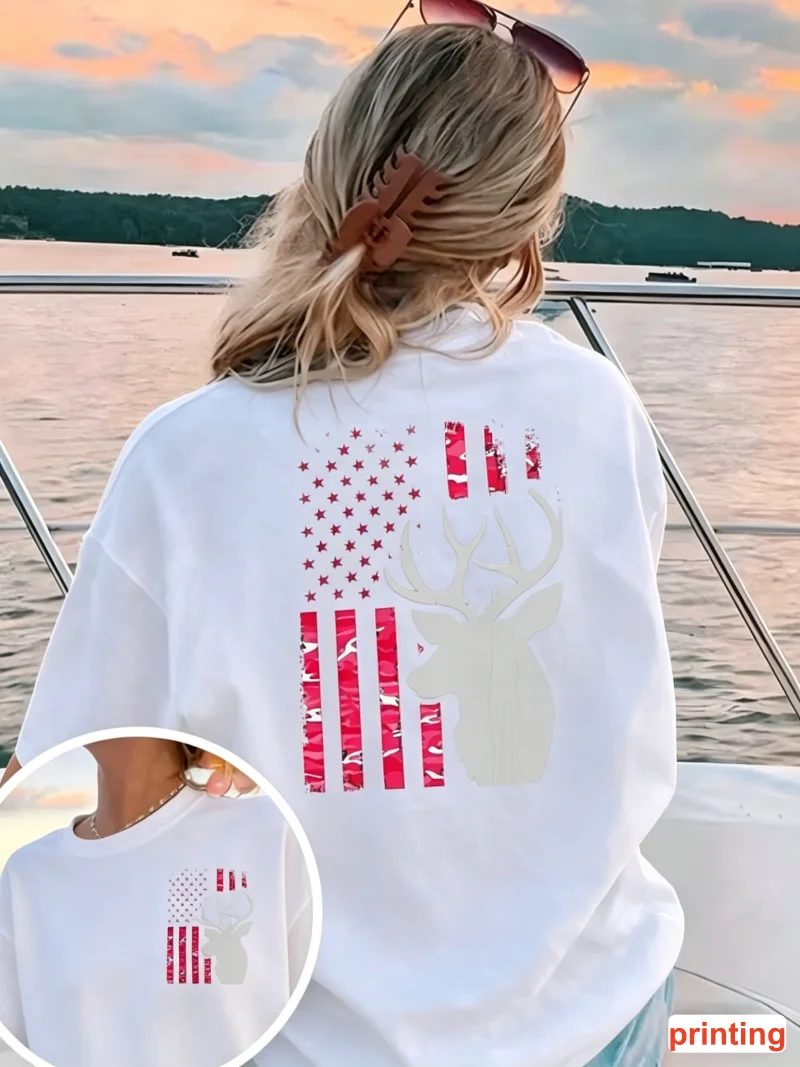 American Flag Deer Print T-shirt Crew Neck Short Sleeve Hunting Graphic Tee Ideal For Summer Casual Daily Outdoor Street Outfit
American Flag Deer Print T-shirt Crew Neck Short Sleeve Hunting Graphic Tee Ideal For Summer Casual Daily Outdoor Street Outfit