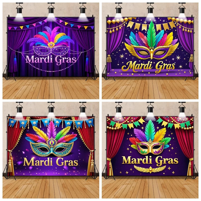 Mardi Gras Theme Party Backdrop Brazil Carnival Purple Dancing Decoration BBanner Fantasy Mask Happy Photographic Background
Mardi Gras Theme Party Backdrop Brazil Carnival Purple Dancing Decoration BBanner Fantasy Mask Happy Photographic Background