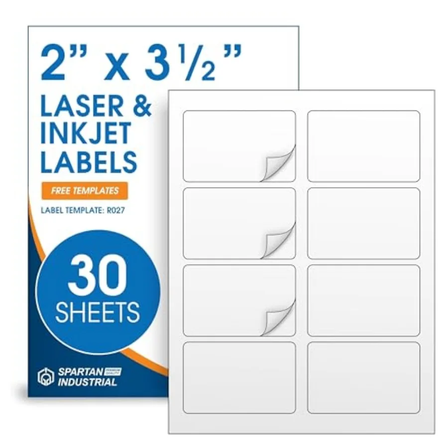 2" X 3.5" Matte White Printable Labels for Inkjet and Laser Printers - 30 Sheets, Total Custom Stickers for Shipping, Product L
2" X 3.5" Matte White Printable Labels for Inkjet and Laser Printers - 30 Sheets, Total Custom Stickers for Shipping, Product L