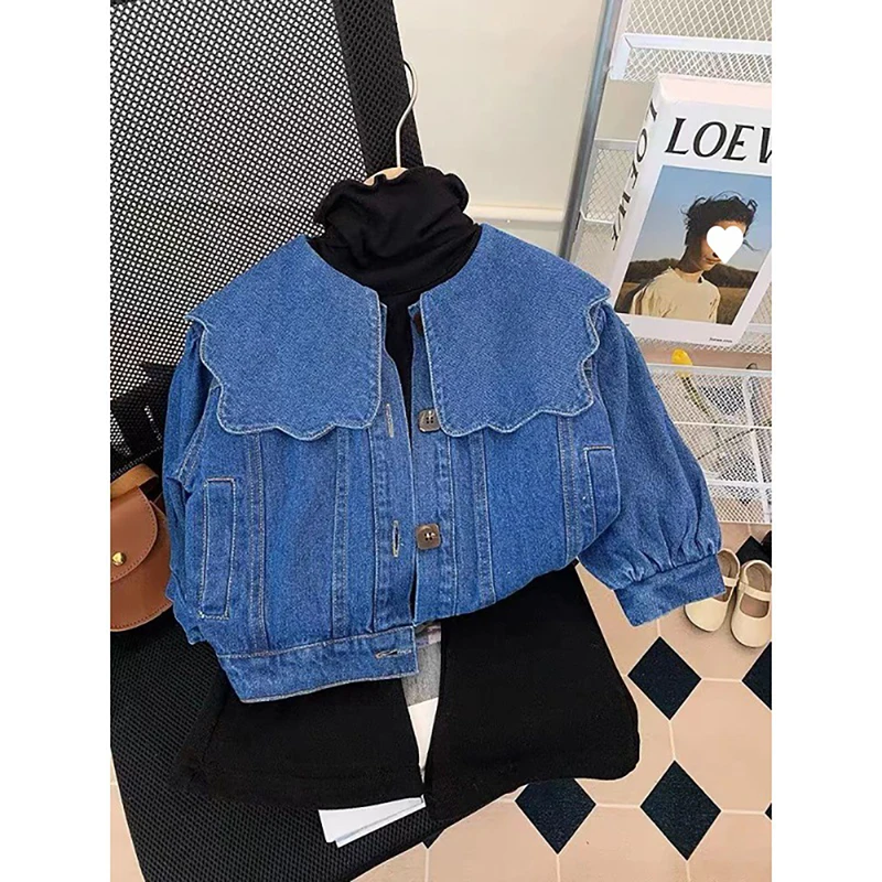 Children's Doll Collar Casual Denim Jacket Korean Version Simple Cool Girl Popular Fashion Coat 2024 Spring Autumn New Bady Coat
Children's Doll Collar Casual Denim Jacket Korean Version Simple Cool Girl Popular Fashion Coat 2024 Spring Autumn New Bady Coat