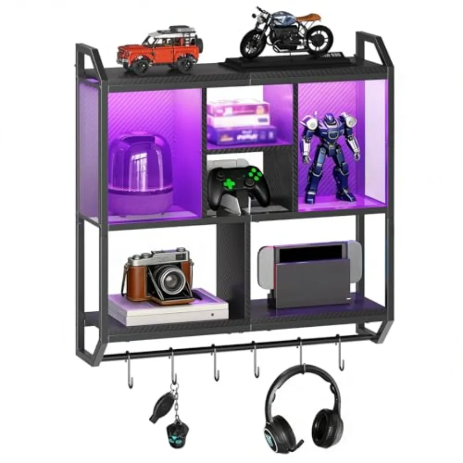 Gaming Floating Shelves with LED Lights 28.7" LED Wall Mounted Shelf 3-Tier Display Rack for Wall Storage Floating Rack with Ha
Gaming Floating Shelves with LED Lights 28.7" LED Wall Mounted Shelf 3-Tier Display Rack for Wall Storage Floating Rack with Ha
